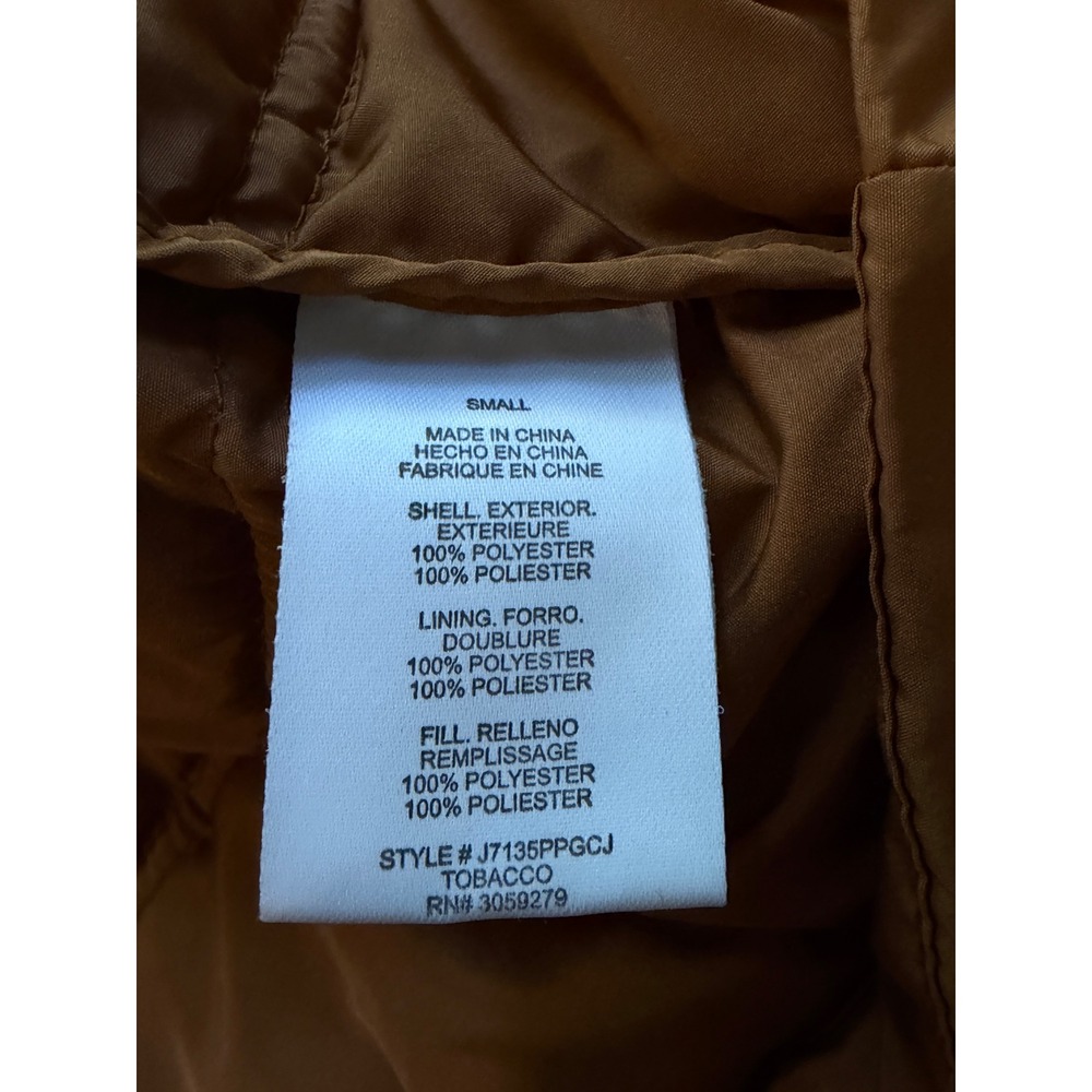 Carly Jean | Shay Puffer Jacket Small Tobacco Brown Quilted Mid-Length Coat - Picture 6 of 8